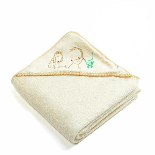 Miniaturka artykułu - #0 Libra- Babies Okrycie kąpielowe z kapturkiem 95cmx95cm Ecru
