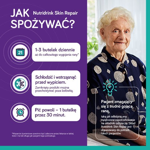 Zdjęcie produktu - 4 Zestaw 4x Nutridrink Skin Repair truskawka, 4x200ml (dawniej Cubitan)