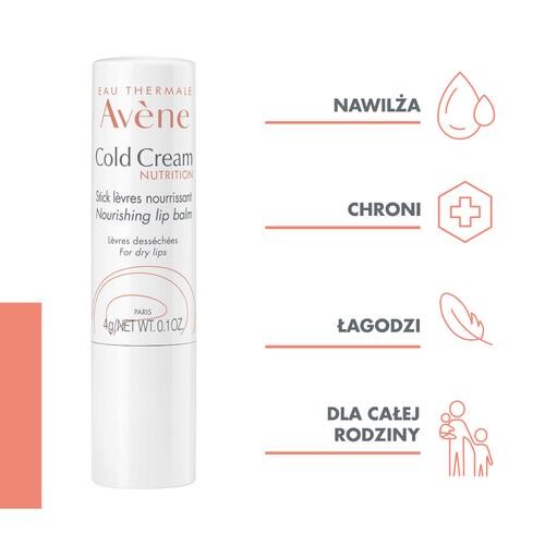 Miniaturka artykułu - #0 AVENE COLD CREAM Odżywcza pomadka do ust, 4g