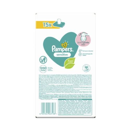 Zdjęcie produktu - 4 Pampers Chusteczki nawilżane Sensitive, 15 x 80szt.