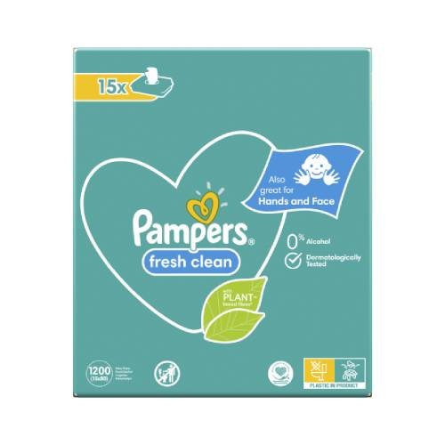 Zdjęcie produktu - 5 Pampers Chusteczki nawilżane Fresh Clean, 15 x 80szt.