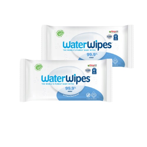 Miniaturka artykułu - #0 Zestaw 2x WaterWipes chusteczki nawilżane, 60 sztuk
