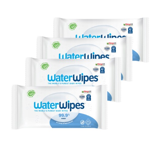 Miniaturka artykułu - #0 Zestaw 4x WaterWipes chusteczki nawilżane, 60 sztuk