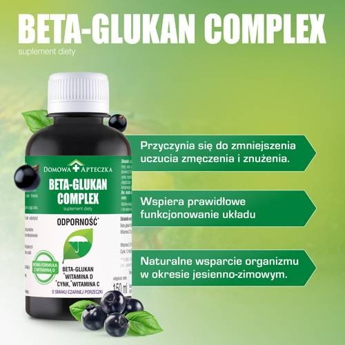 Miniaturka artykułu - #1 DOMOWA APTECZKA Beta-Glukan Complex płyn o smaku czarnej porzeczki, 150 ml