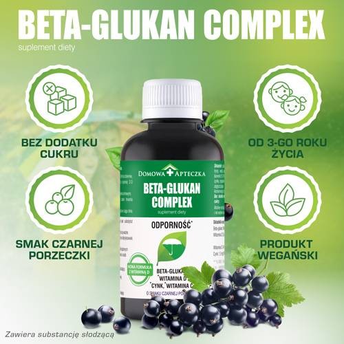 Zdjęcie produktu - 3 DOMOWA APTECZKA Beta-Glukan Complex płyn o smaku czarnej porzeczki, 150 ml