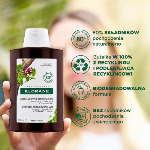 Miniaturka artykułu - #0 KLORANE Szampon do włos&oacute;w z chininą i szarotką, 200ml