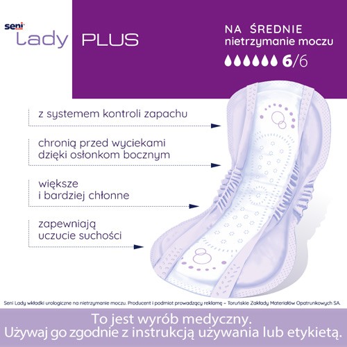 Miniaturka artykułu - #0 SENI LADY PLUS, 15 szt. - wkładki urologiczne