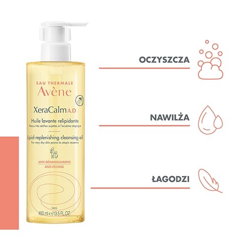 Zdjęcie produktu - 2 AVENE XERACALM A.D. Olejek oczyszczający uzupełniający lipidy, 400ml