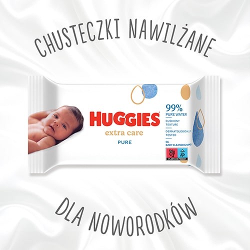 Zdjęcie produktu - 0 HUGGIES Pure Extra Care Chusteczki nawilżane, 56 sztuk