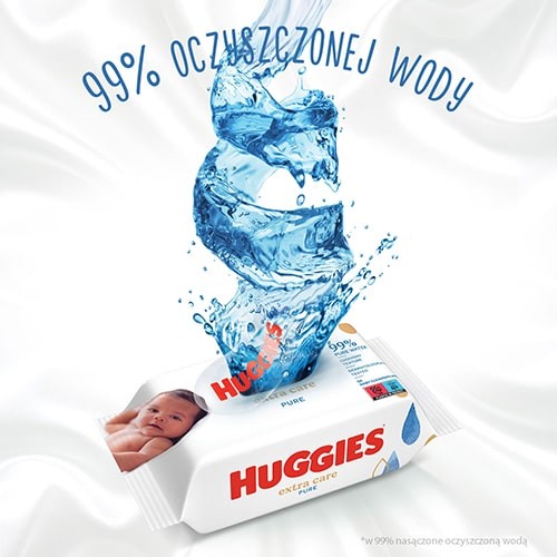 Zdjęcie produktu - 3 HUGGIES Pure Extra Care Chusteczki nawilżane, 56 sztuk