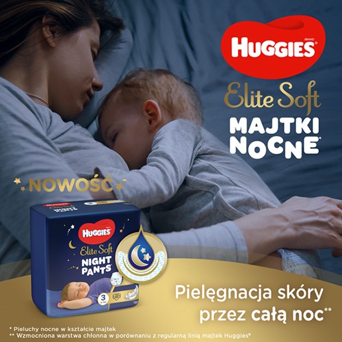 Zdjęcie produktu - 1 HUGGIES Elite Soft Night Pants 5 Majtki nocne 12-17kg, 17 sztuk