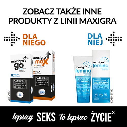 Zdjęcie produktu - 2 Maxigra Go 25mg, 4 tabletki powlekane