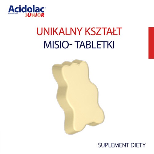Zdjęcie produktu - 2 ACIDOLAC JUNIOR Probiotyk o smaku truskawkowym, 20 misio-tabletek