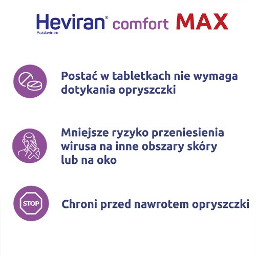 Miniaturka artykułu - #0 Heviran Comfort MAX 400mg, 60 tabl. Lek na opryszczkę 