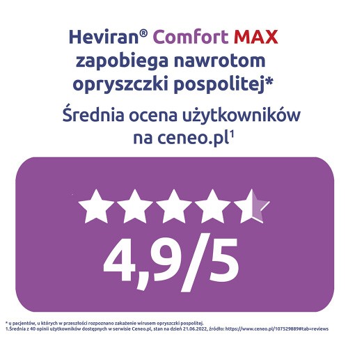 Zdjęcie produktu - 2 Heviran Comfort MAX 400mg, 60 tabl. Lek na opryszczkę 