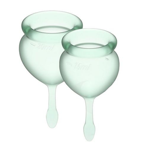 Miniaturka artykułu - #0 Satisfyer Feel Good Mentrual zestaw kubeczk&oacute;w menstruacyjnych 15ml + 20ml Light Green