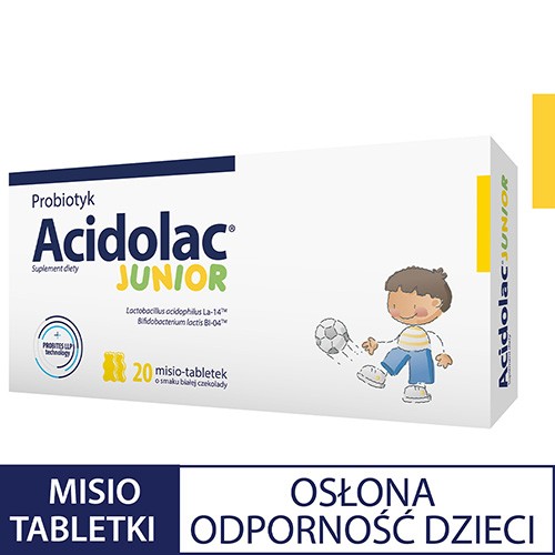 Miniaturka artykułu - #0 Acidolac Junior o smaku białej czekolady, 20 tabletek