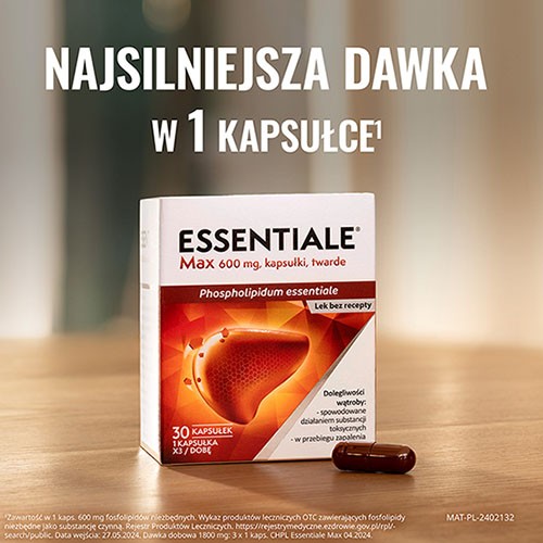 Miniaturka artykułu - #0 Zestaw 3x ESSENTIALE Max 600mg, 30kaps.