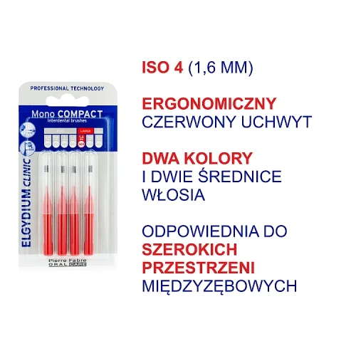 #2 – ELGYDIUM CLINIC MONO COMPACT 4 Szczoteczki do przestrzeni międzyzębowych - czerwone