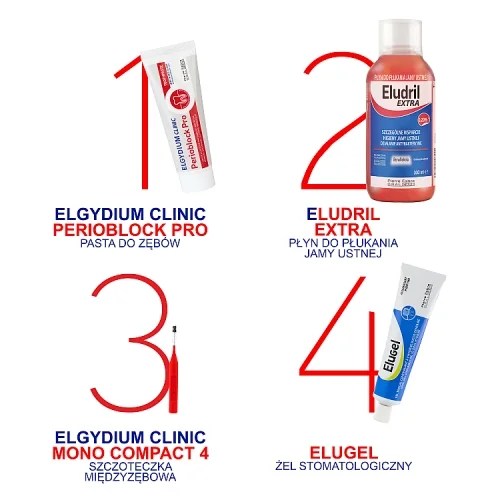 #5 – ELGYDIUM CLINIC MONO COMPACT 4 Szczoteczki do przestrzeni międzyzębowych - czerwone