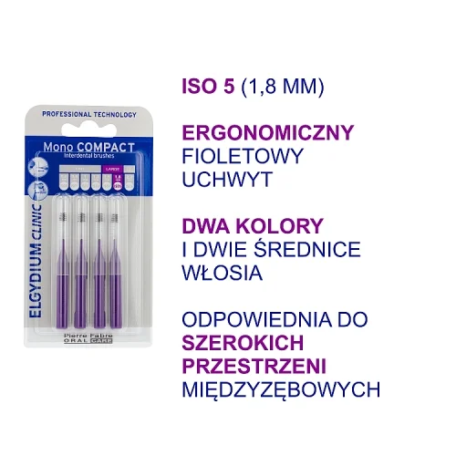 #2 – ELGYDIUM CLINIC MONO COMPACT 5 Szczoteczki do przestrzeni międzyzębowych - purpurowe