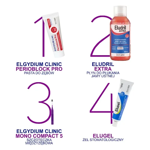 #5 – ELGYDIUM CLINIC MONO COMPACT 5 Szczoteczki do przestrzeni międzyzębowych - purpurowe
