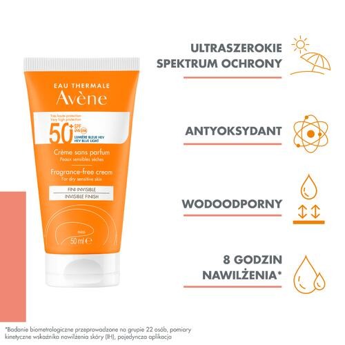 Zdjęcie produktu - 1 AVENE Bardzo wysoka ochrona przeciwsłoneczna krem bez zapachu SPF50+, 50ml