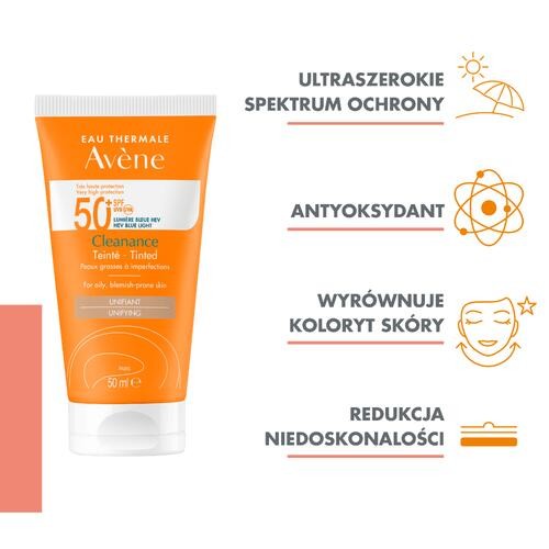 Miniaturka artykułu - #1 AVENE Bardzo wysoka ochrona przeciwsłoneczna Cleanance koloryzujący SPF50+, 50ml