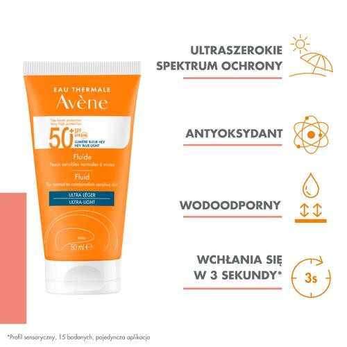 Miniaturka artykułu - #1 AVENE Bardzo wysoka ochrona przeciwsłoneczna Fluid SPF50+, 50ml