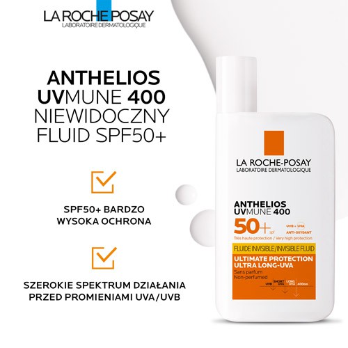 Zdjęcie produktu - 3 LA ROCHE-POSAY ANTHELIOS Invisible Fluid SPF 50+, 50ml