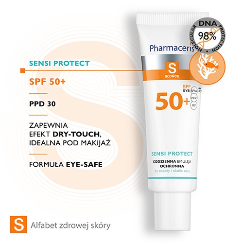 Zdjęcie produktu - 2 PHARMACERIS S SENSI PROTECT Codzienna Emulsja ochronna z kwasem hialuronowym do twarzy i okolic oczu SPF 50+, 50ml