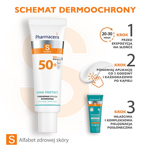 Zdjęcie produktu - 3 PHARMACERIS S SENSI PROTECT Codzienna Emulsja ochronna z kwasem hialuronowym do twarzy i okolic oczu SPF 50+, 50ml