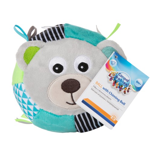 Miniaturka artykułu - #0 CANPOL BABIES Pluszowa piłka sensoryczna z dzwoneczkiem Bears szara 68/074