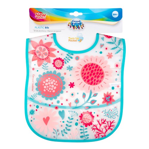 Miniaturka artykułu - #0 CANPOL BABIES Śliniak zmywalny z kieszenią Wild Nature r&oacute;żowy 9/234 