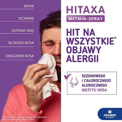 Miniaturka artykułu - #1 Hitaxa Metmin steryd w aerozolu w leczeniu objaw&oacute;w kataru alergicznego, 140 dawek