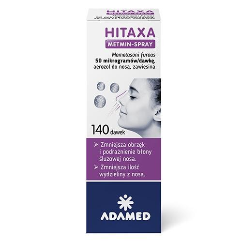 Zdjęcie produktu - 5 Hitaxa Metmin steryd w aerozolu w leczeniu objaw&oacute;w kataru alergicznego, 140 dawek