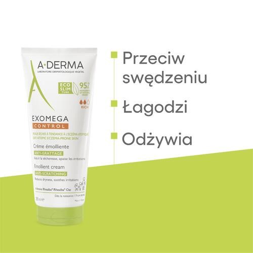 Miniaturka artykułu - #1 A-DERMA EXOMEGA CONTROL Krem emolient - zmiękczający, 200ml