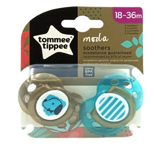 Miniaturka artykułu - #0 Tommee Tippee Smoczek uspokajający MODA 18-36m BOY, 2szt.