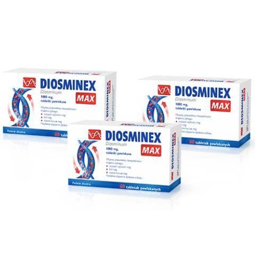 Miniaturka artykułu - #0 Zestaw 3x Diosminex Max 1000mg, 60 tabletek powlekanych