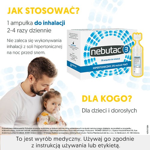 Zdjęcie produktu - 4 Nebutac 3 - hipertoniczny, 3% roztw&oacute;r NaCl do inhalacji, 30 ampułek