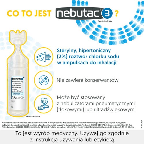 Miniaturka artykułu - #1 Nebutac 3 - hipertoniczny, 3% roztw&oacute;r NaCl do inhalacji, 30 ampułek