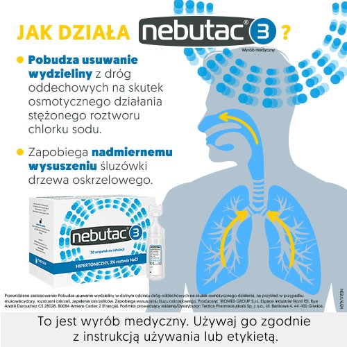 Zdjęcie produktu - 2 Nebutac 3 - hipertoniczny, 3% roztw&oacute;r NaCl do inhalacji, 30 ampułek