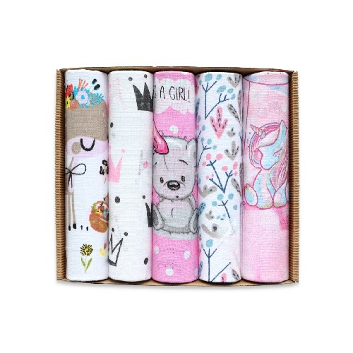 Miniaturka artykułu - #0 EGA KIDS Zestaw pieluszek tetrowych 70x80 r&oacute;ż, 5szt.
