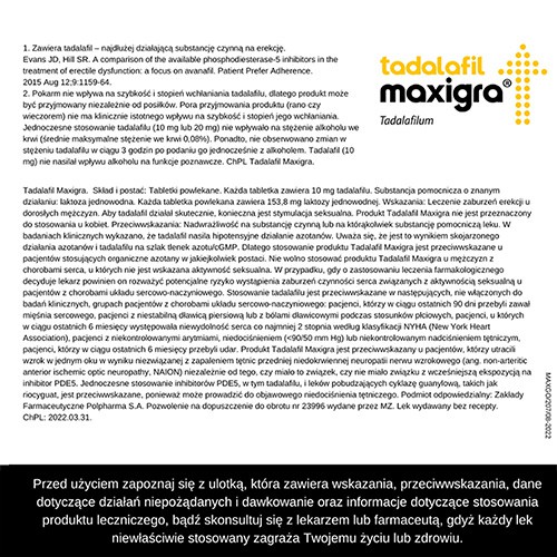 Zdjęcie produktu - 5 Tadalafil Maxigra 10mg, 2 tabletki powlekane