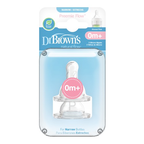 Miniaturka artykułu - #0 Dr Brown's Standard Smoczek silikonowy Preemie do butelki dla wcześniak&oacute;w, 2szt. 