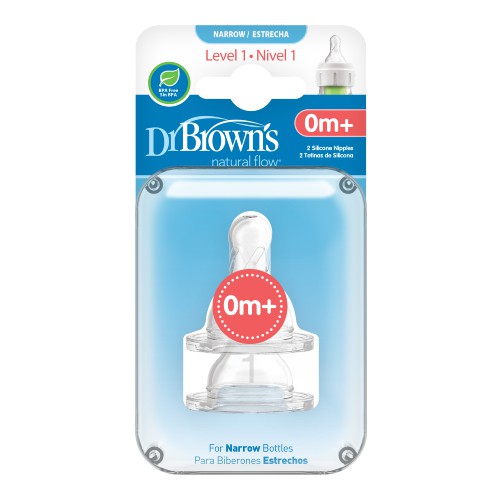 Miniaturka artykułu - #0 Dr Brown's Standard Smoczek do butelki poziom 1, 0-3m, 2 szt.