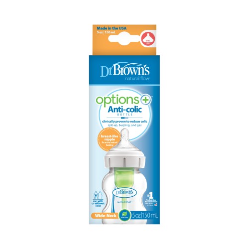 Miniaturka artykułu - #0 Dr Brown's Options+ Butelka antykolkowa z szeroką szyjką 0m+ 150ml 