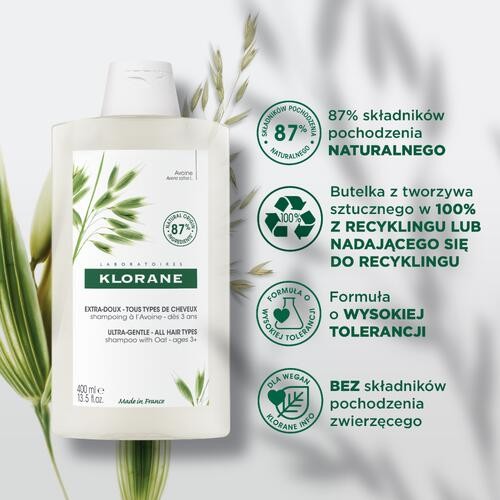Miniaturka artykułu - #0 KLORANE Szampon z owsem, 400ml