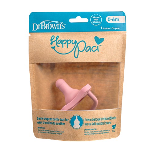 Zdjęcie produktu - 0 Dr Brown's Standard Smoczek silikonowy o kształcie smoczka do butelki, r&oacute;żowy, 0-6m