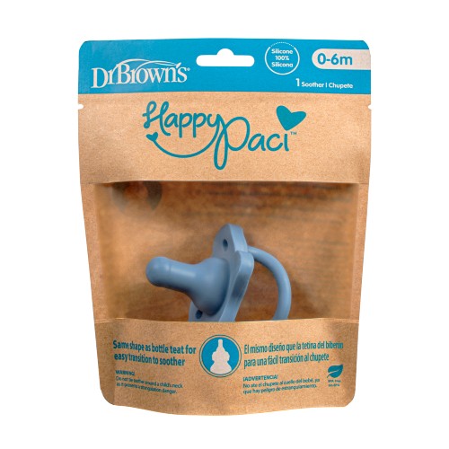 Miniaturka artykułu - #0 Dr Brown's Standard Smoczek silikonowy o kształcie smoczka do butelki, niebieski, 0-6m